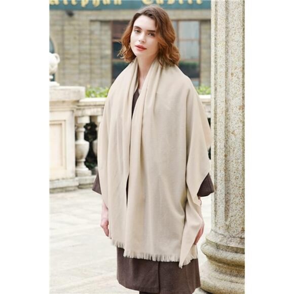 Women Pashmina Shawl Wraps for Party Beige - Picture 1 of 6